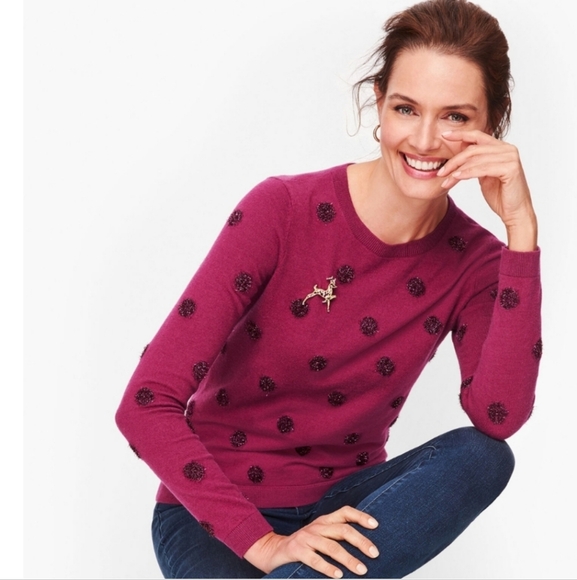Talbots Sweaters - NWOT TALBOTS LAMBS WOOL BLEND MAGNETA SWEATER TINCEL DOTS SIZE S